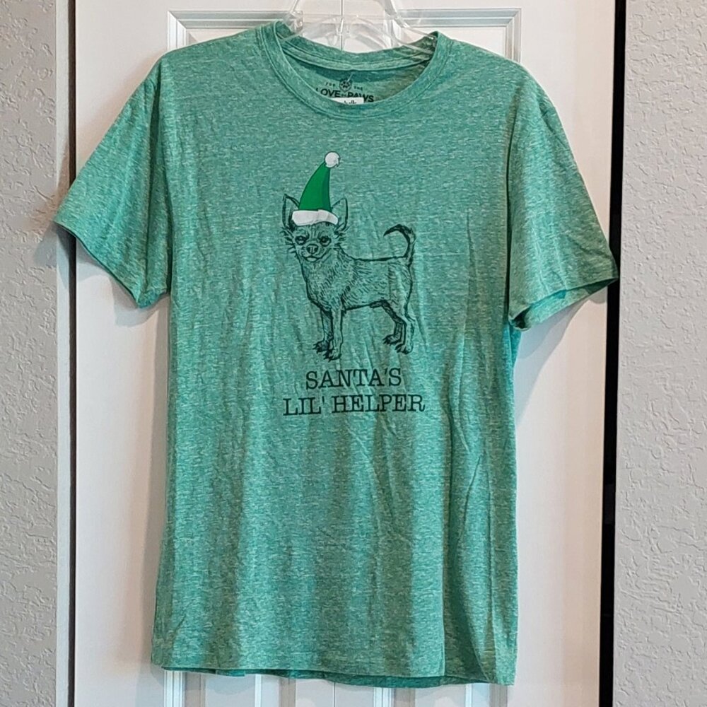 New For the Love of Paws 'Santa's Lil' Helper' Holiday Tee Women's Size M